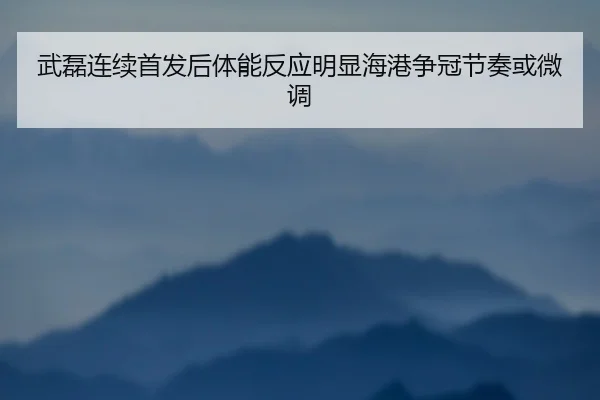 武磊连续首发后体能反应明显海港争冠节奏或微调
